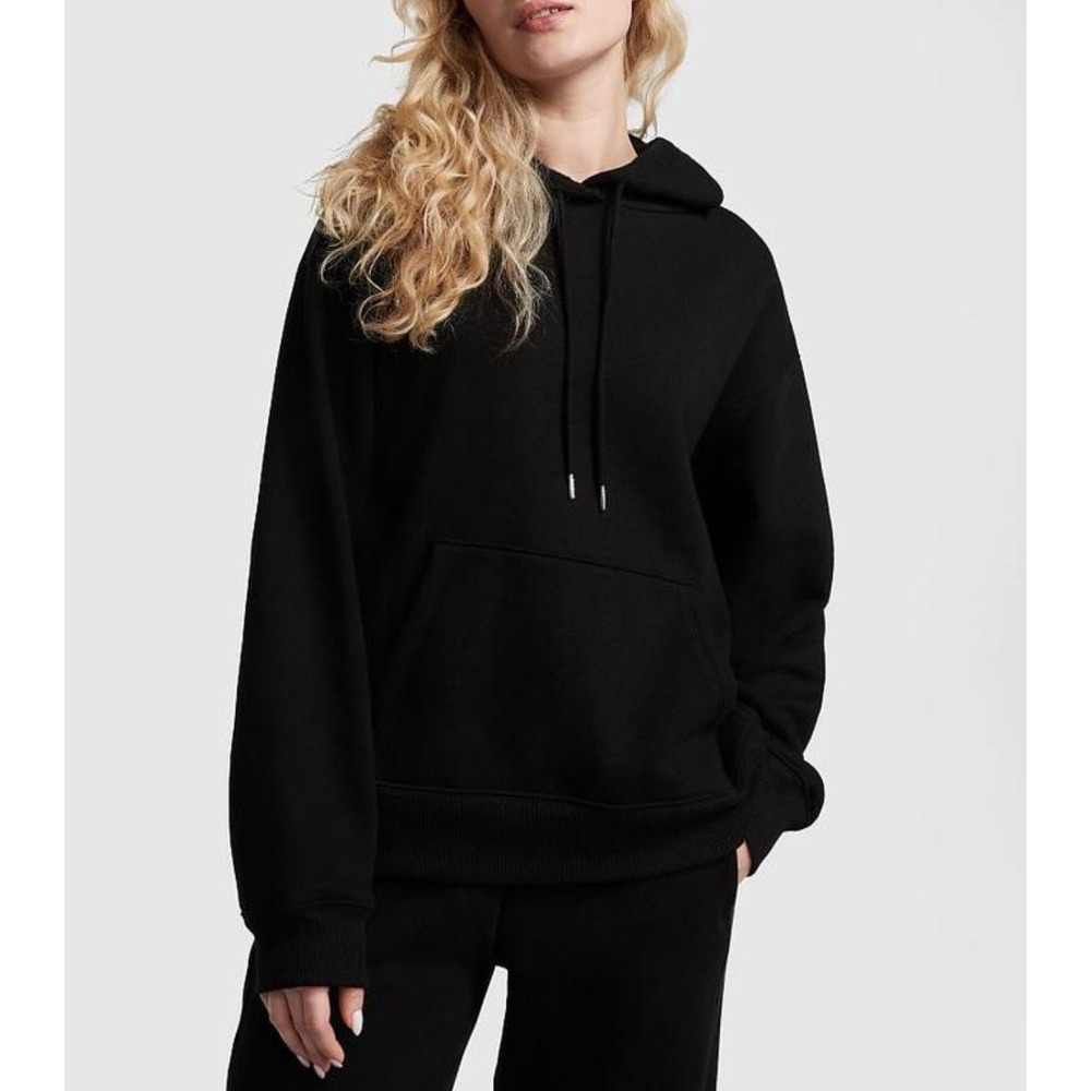 Victoria's Secret Pink Premium Fleece Oversized Hoodie Relaxed Pullover Black L